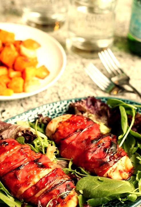 Honey Glazed Proscuitto Wrapped Chickenwith recipe (link)